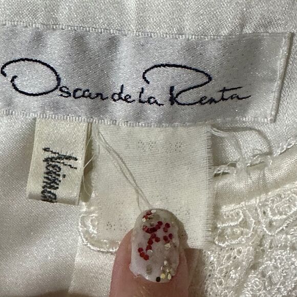 Vintage Oscar de la Renta satin lace dressing gown robe nightgown M - Picture 4 of 6